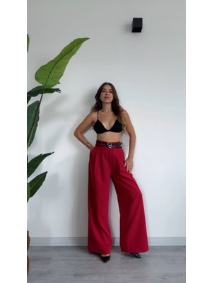 Şamdan Şık ve Rahat Yüksek Bel Palazzo Pantolon