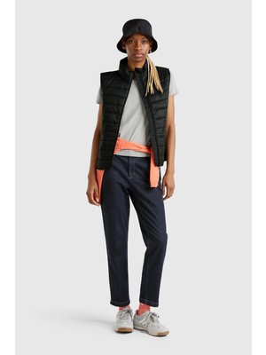 United Colors Of Benetton Siyah Kadın / Kız Kdn_polyester Dolgulu Fermuarlı Slim Fit Pufa Yelek Model Kodu: 2TWDDJ00VSIYAH
