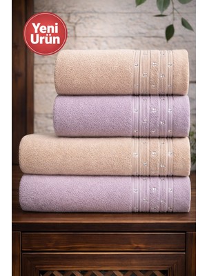 Mela Home Inci 4'lü Banyo Havlu Seti Hamam Takımı- El ve Yüz Havlusu- Çeyiz - Hediyelik 100% Pamuk