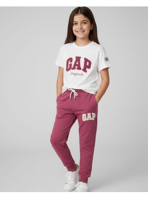 BeU Kids 2'li Takım %100 Pamuk Süzene Nakışlı Likralı Süprem Kız Çocuk Eşofman Takım