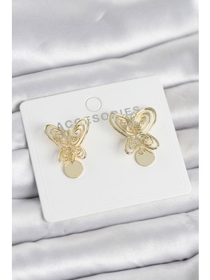 Pileli Store Füsun Küpesi Model Gold Renk Model Pirinç Kadın Küpe - TJ-BKP11721