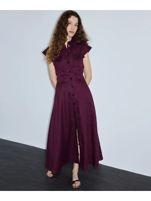 İpekyol Cepli Keten Gömlek Elbise IS1260002418008