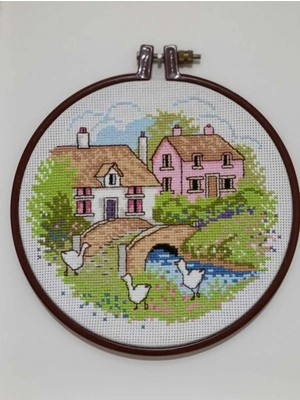 Efela Dünyası Kanaviçe Işlemeli Manzara&kaz Tablo 20 cm