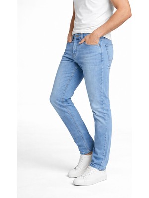 Erkek Slim Fit Dar Paça Esnek Likralı Denim Jeans Kot Pantolon 7573