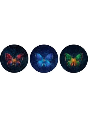  k-gift 3 lü (buzdolabı süsü) cam magnet kelebek