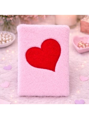 Pileli Store Kalpli Pembe Peluş Defter