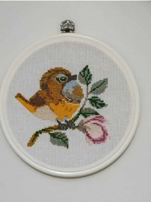 Efela Dünyası Kanaviçe Işlemeli Tombul Kuş Tablo 22 cm