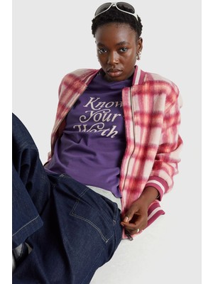 United Colors Of Benetton Çok Renkli Kadın / Kız Kdn_yün ve Viskoz Karışımlı Desenli Fermuarlı Ceket Model Kodu: 20G9DN08S901