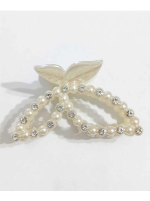 Efela Dünyası Kelebek Model Inci ve Zirkon Taş Detaylı Mandal Toka 8 cm