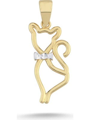 Zümrüt Sarraf 14 Ayar Altın Sevimli Kedi Kolye Ucu