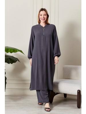 FERACE Kadın Büyük Beden Ayrobin Fermuarlı 2'li Takım