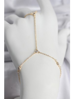 Pileli Store Pirinç Gold Renk Zirkon Taşlı Kadın Şahmeran - TJ-SN746