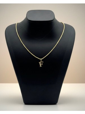 Lunays Xuping Yılan Sırtı Zincir F Harf Kolye Ucu Zirkon Taşlı Vıp Seri