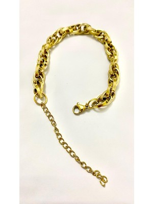 Meyra Home Iç Içe Geçmeli Gold Zincir Halat Bileklik