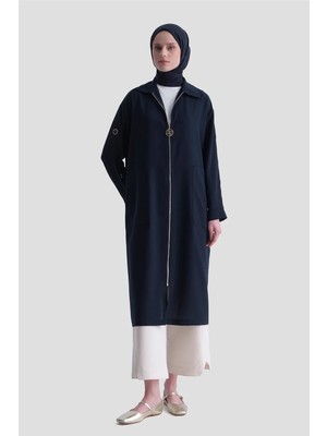 Armine Fermuarlı Kap Lacivert