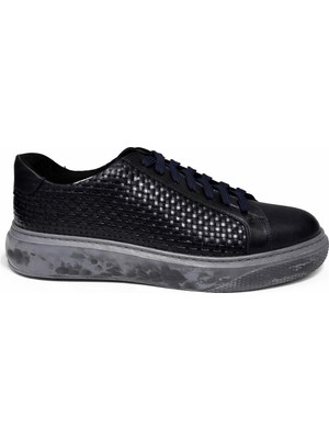 Bambi Lacivert Hakiki Deri Erkek Sneaker E01600121241