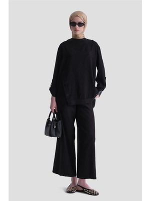 Armine Düğme Detaylı Takım Siyah