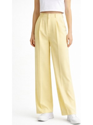 We&Me Wide Leg Yüksek Bel Palazzo Akışkan Kumaş Geniş Paça Pantolon