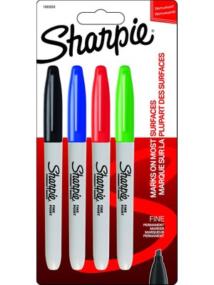 Sharpie 1985858 Fine Markör Permanent Kalem 4 Lü Standart Renkler 3501179858586