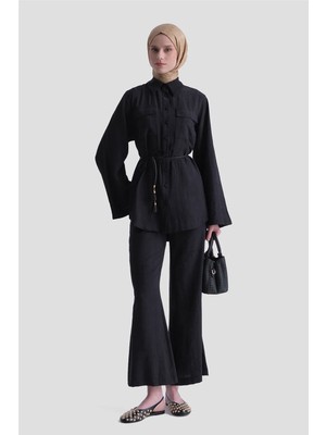 Armine Dokulu Tunik Takım Siyah