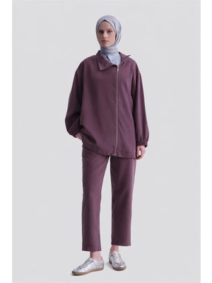 Armine Fermuar Detaylı Lyocell Takım Bordo