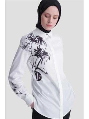 Armine Çiçek Baskılı Tunik Ekru