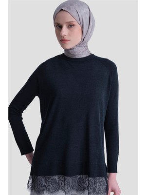 Armine Dantelli Rayon Tunik Lacivert