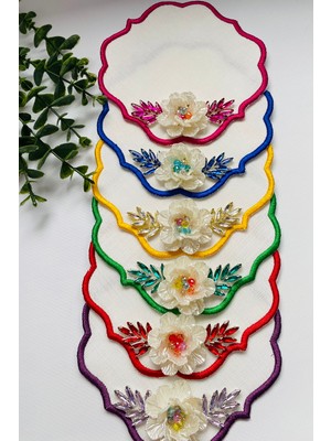 Elçiçek Homedecor Sunum Peçete,kokteyl Peçete,kahve Yanı Sunum Peçete (Renkli) 6 Adet