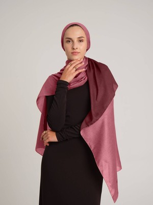 AYSHARA Nazenin Düz Monogram Çift Taraflı Şal - Gül Kurusu