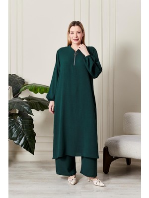 FERACE Kadın Büyük Beden Ayrobin Fermuarlı 2'li Takım