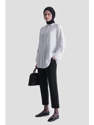 Armine Çizgili Tunik Beyaz
