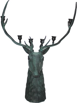 Metal Geyik Büstü Şamdan 136 cm