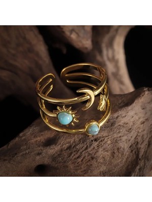 Blue Cat Bijouterie Turkuaz Şık Ayarlanabilir Yüzük