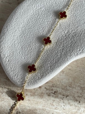 Çelik Mini Gold Bordo Cleef Bileklik