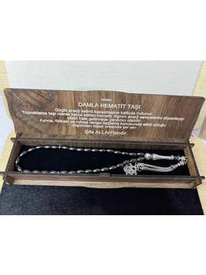 Gülnar Bijuteri Damla Hematit Taşı - Doğal Taş Özel Ahşap Kutusunda