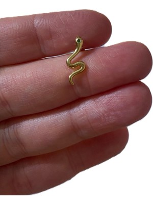 Gülnar Bijuteri Yılan Figürgü Kıkırdak Tragus Helix Pearsıng Küpe 316L Kararmaz Çelik
