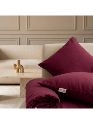 NDC Home Luxury Keten Koltuk Pedi / Şiltesi [kırlentli] - Bordo