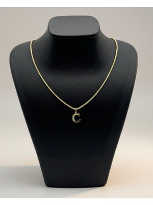 Lunays Xuping Yılan Sırtı Zincir C Harf Kolye Ucu Model Zirkon Taşlı Kadın Kolye Vıp Seri