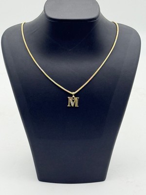 Lunays Xuping Yılan Sırtı Zincir M Harf Kolye Ucu Zirkon Taşlı Kadın Kolye Vıp Seri