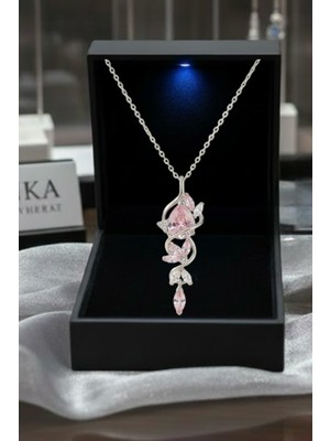 Anka Mücevherat Işıklı Kutuda 925 Ayar Gümüş Sarmaşık Kadın Kolye (Pudra)