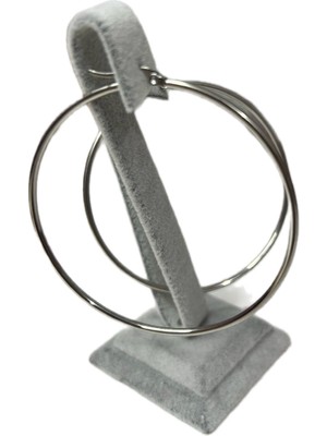 Gülnar Bijuteri Büyük Halka Küpe Gümüş Renk 316L Çelik 7 cm