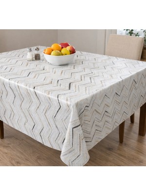 Mandaş Tekstil Kesme Masa Örtüsü Muşamba-Zigzag Gri GOLD-100X140