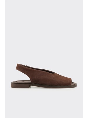 Elle Kahve Deri Kadın Sandalet