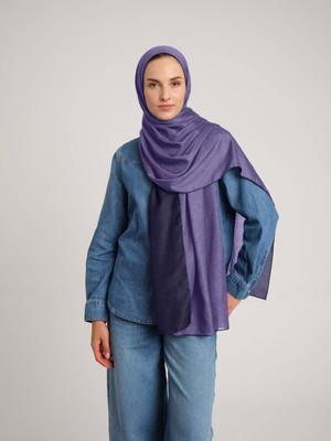 AYSHARA Nazenin Düz Monogram Çift Taraflı Şal - Leylak Lila