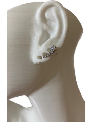 Gülnar Bijuteri 6 Taşlı Yıldız Minimal Tragus Helix Pearsıing Kıkırdak Küpe Çelik (Hediyeli)