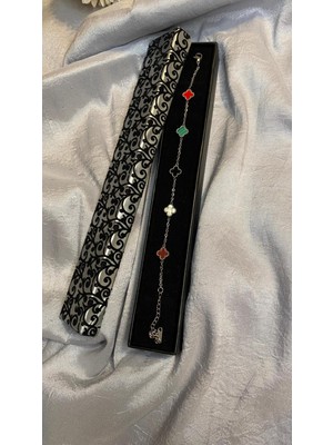 Gülnar Bijuteri Renkli Yonca Minimal Çelik Bileklik Gümüş Renk