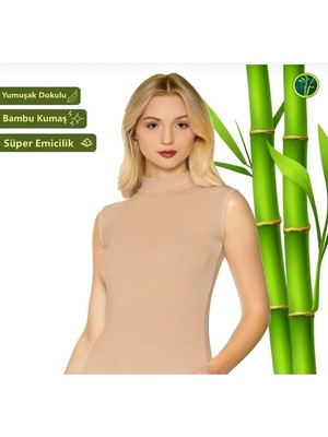 Sortie Kadın Atlet Sıfır Kol Boğazlı Balıkçı Yaka Bambu Ten Rengi