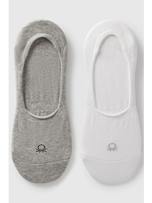 United Colors Of Benetton Beyaz-Gri Unisex U_2`li Babet Çorap Model Kodu: 6AO6H21JLBEYAZ-GRI