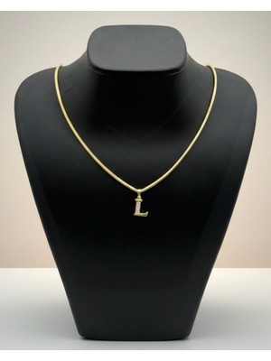 Lunays Xuping Yılan Sırtı Zincir L Harf Kolye Ucu Zirkon Taşlı Kadın Kolye Vıp Seri