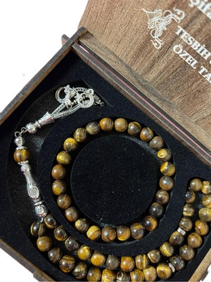 Gülnar Bijuteri Kaplan Gözü Taşı Tesbih & Bileklik Seti Özel Tasarım Doğal Taş